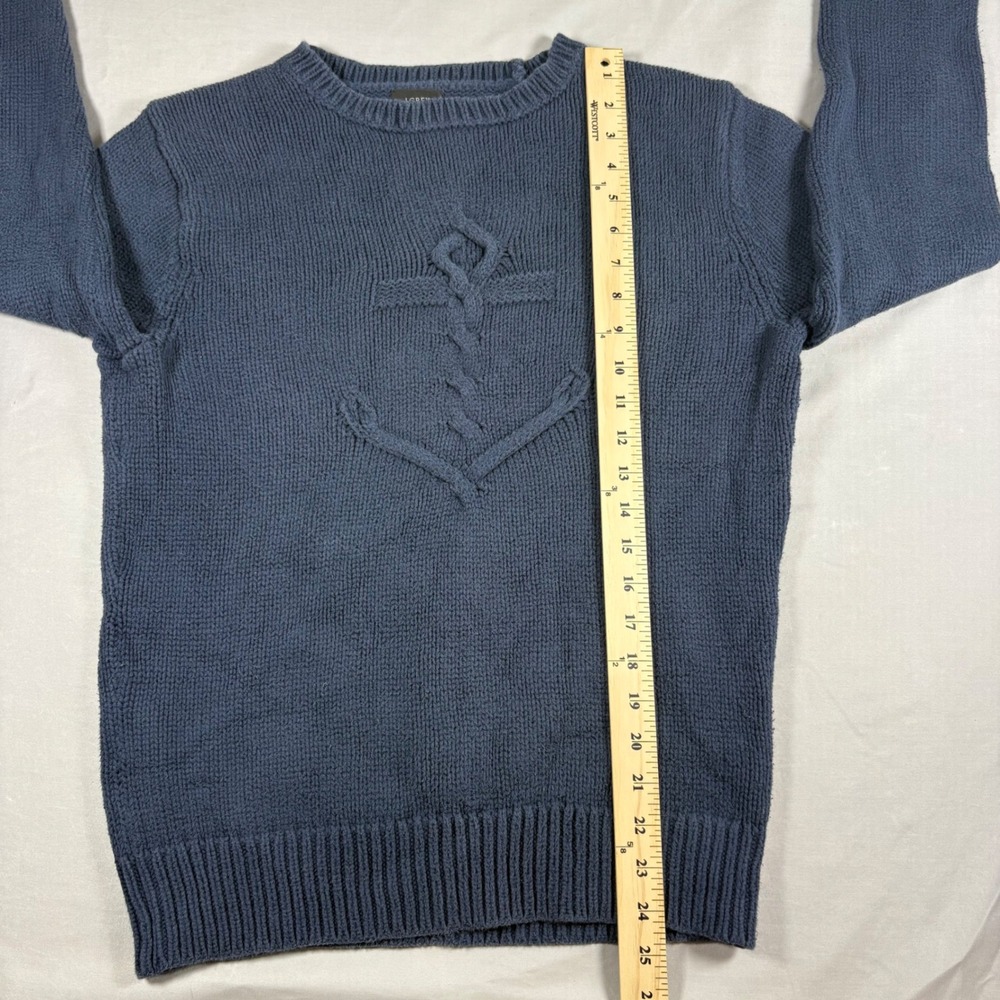 J.Crew Re-Imagined Mens Small Navy Blue Cotton Anchor Cable Knit Sweater AM609 - Picture 6 of 8